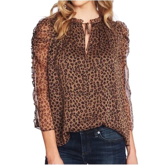 NWT Cece cheetah print blouse MSRP $89 - Picture 1 of 4